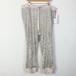 1. State Sequin Jogger Pants Drawstring Cream Silver Metallic Size‎ 3X